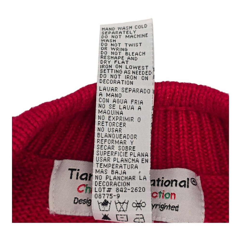 Tiara International Christmas Cardigan Sweater Red Medium Embroidered Full Zip - Picture 7 of 16